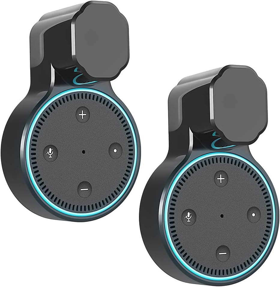 Dot Outlet Wall Mount Holder for 2nd Generation, YIHUNION Hanger Bracket Stand Case for Home Voice Assistants, A Space Saving Solution for Smart Home Speakers Without Messy Wires Screws 2 Pack(Black)