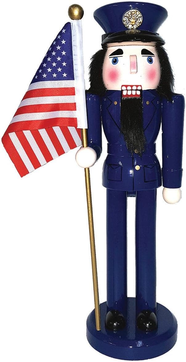 Santa's Workshop 70546 Air Force Nutcracker with Flag, 14", Multi