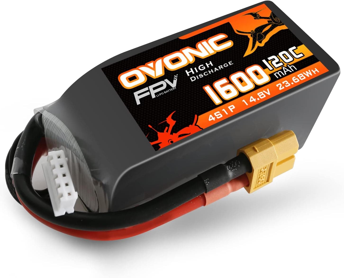 OVONIC 4S Lipo Battery120C 1600mAh 14.8V Lipo Battery with XT60 Connector for RC FPV Racing Drone Quadcopter