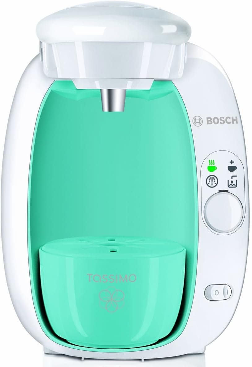 Bosch Tassimo T20 Beverage System and Coffee Brewer White with Pack of T Discs, Mint Blue
