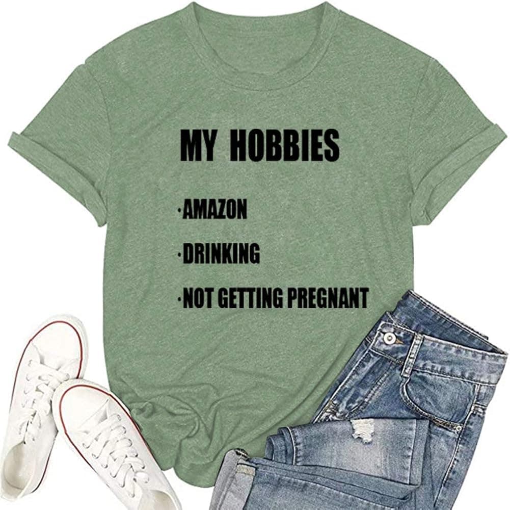 Yibaision My Hobbies Funny T Shirts for Women, Casual Short Sleeve Tee Shirt