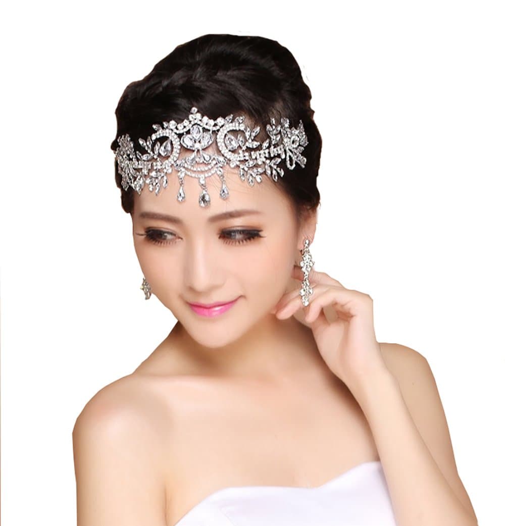 eNice Lady Crystal Rhinestone Headband Wedding Bridal Head Wear Headdress Chain Hair Jewelry