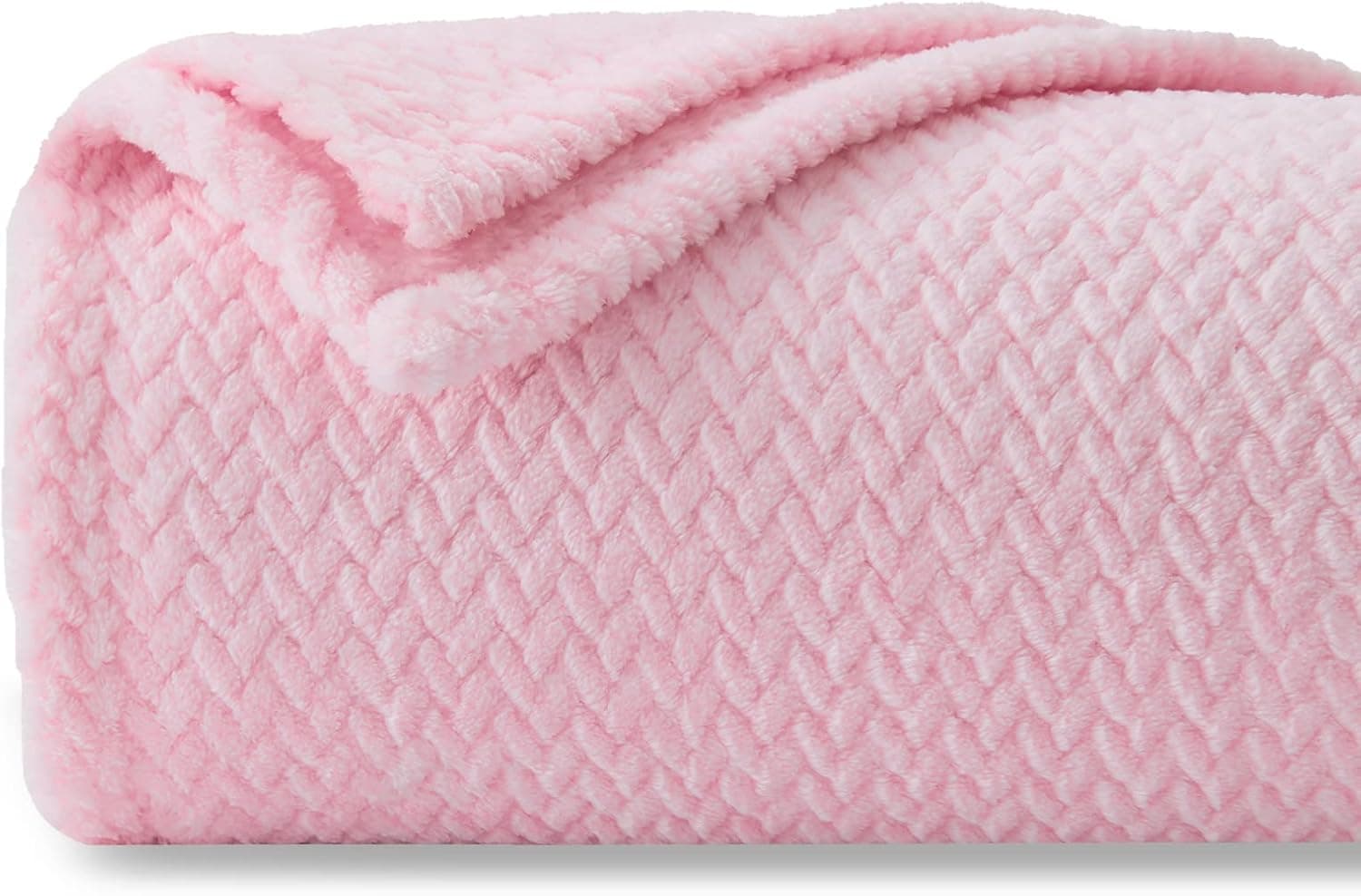 NEWCOSPLAY Super Soft Throw Blanket Premium Silky Flannel Fleece Leaves Pattern Lightweight Blanket All Season Use (Pink, Throw(40"x50"))