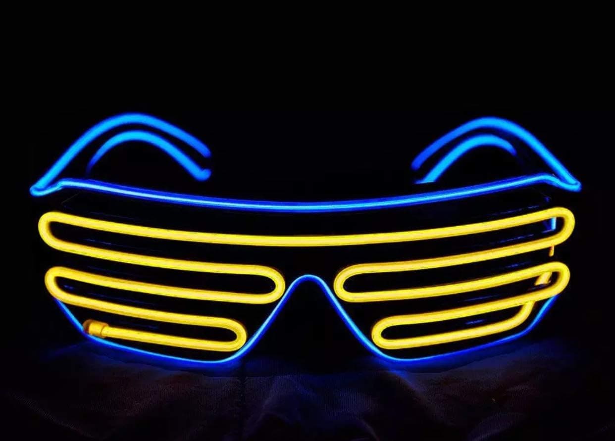 YuanKanJu MerryBright Christmas Glasses Christmas Light Up Glasses LED Glasses EL Wire Neon Shutter Glasses Flashing LED Rave Sunglasses for 80s, EDM, Christmas Parties Decorations (Multicolored)