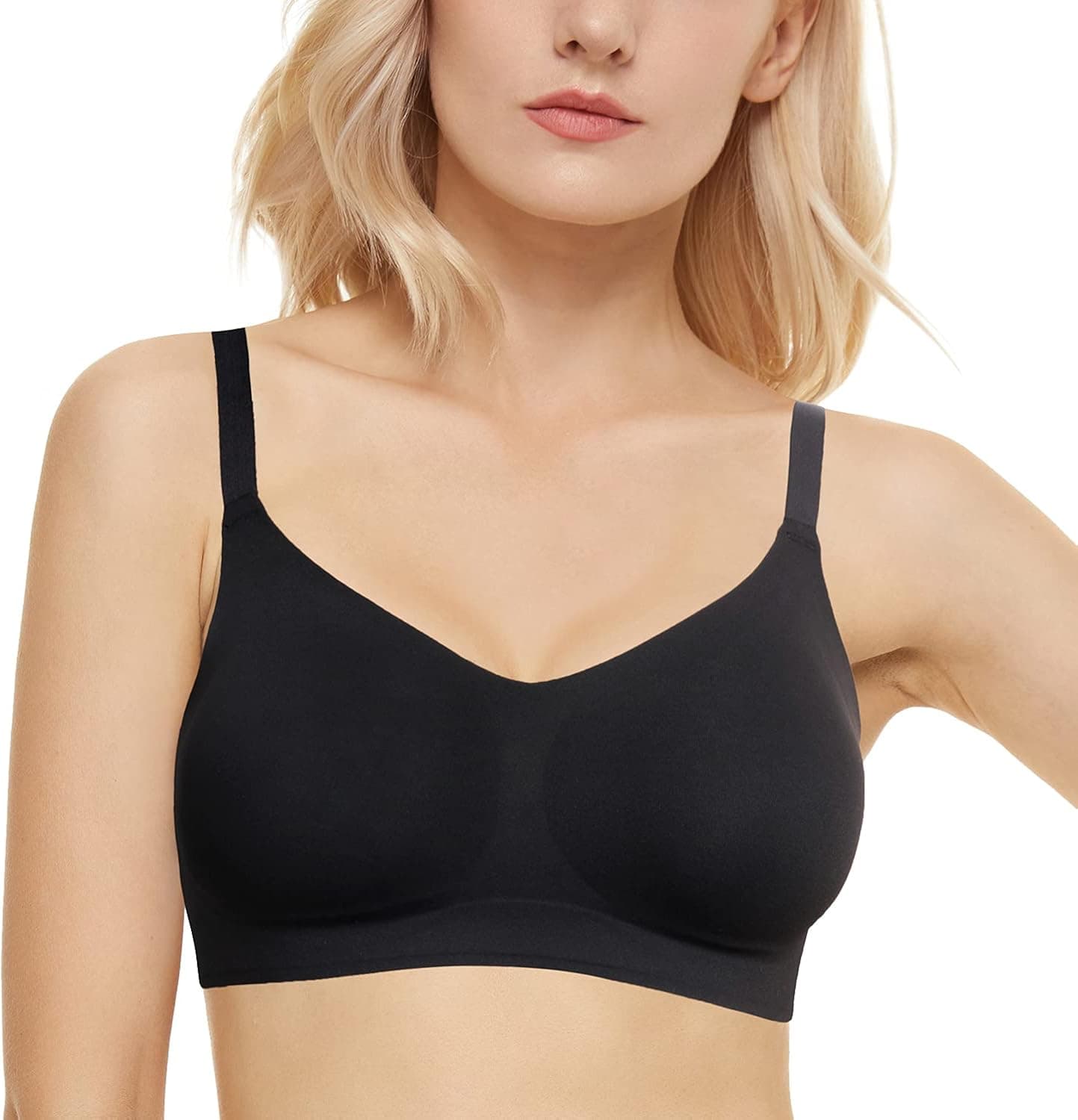 GARMERA Women's Seamless Wirefree Bra Comfort Sleep Soft Thin Stretchy Everyday Bras with Removable Pads