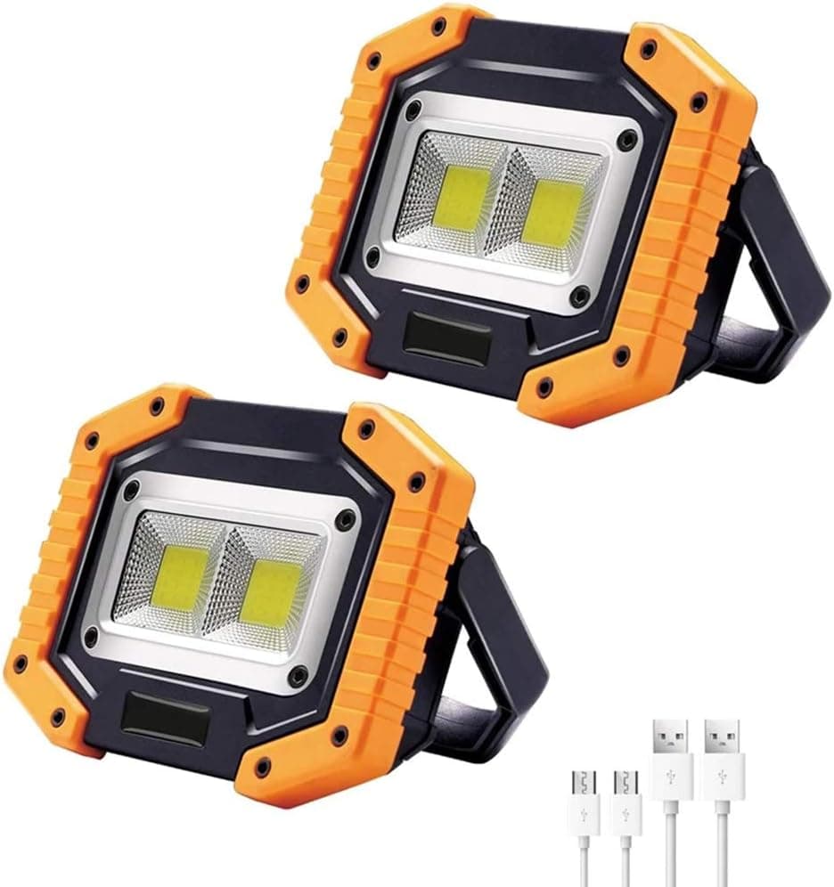 KOKOIN COB 30W 1500LM LED Work Light 2 Pack, Super Bright Rechargeable Portable Waterproof LED Flood Lights Outdoor Camping Emergency Car Repairing Job Site Lighting
