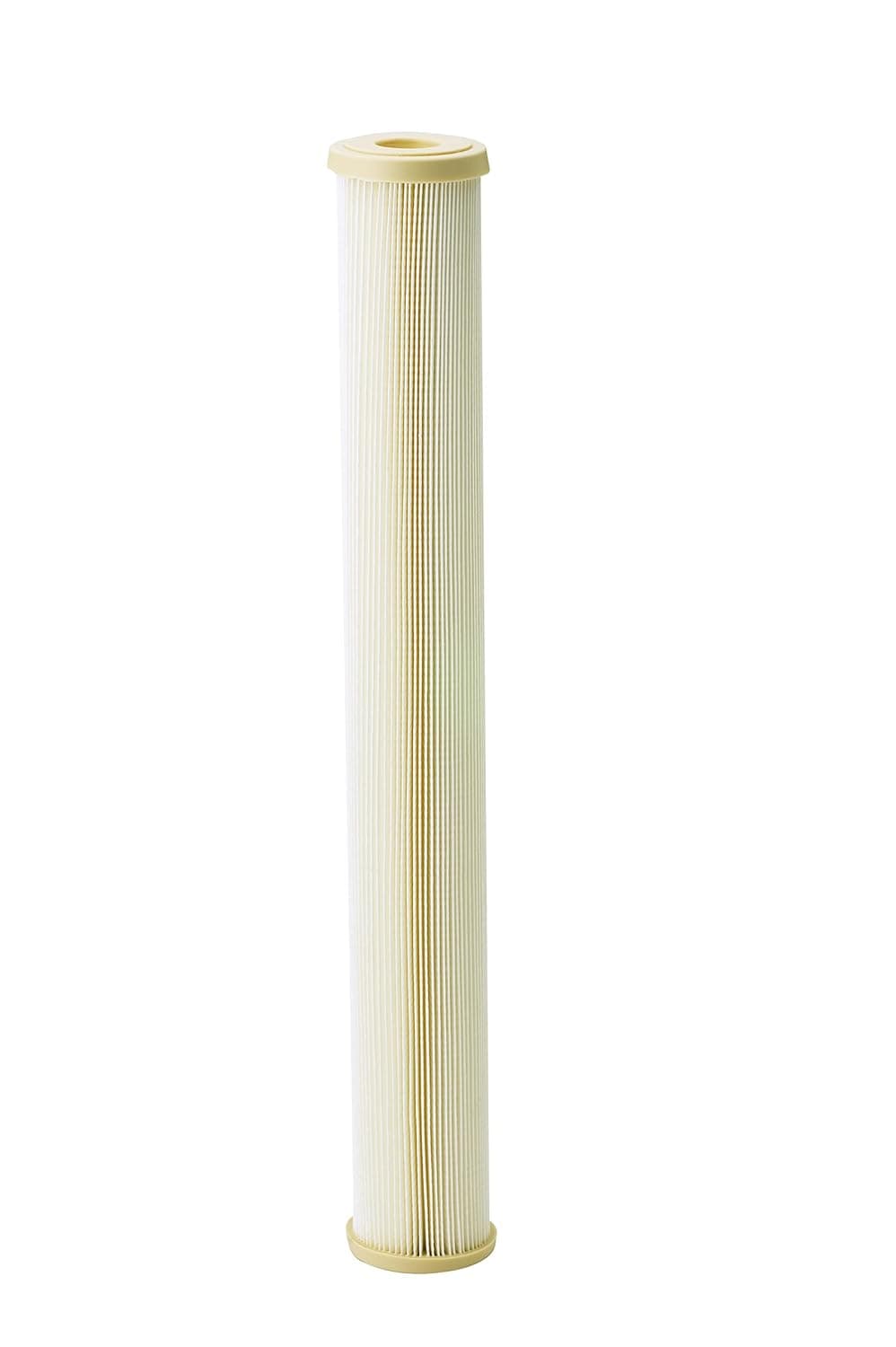Pentair Pentek ECP1-20 Sediment Water Filter, 20-Inch, Whole House Pleated Cellulose Polyester Replacement Cartridge, 20" x 2.5", Tan End-Cap, 1 Micron