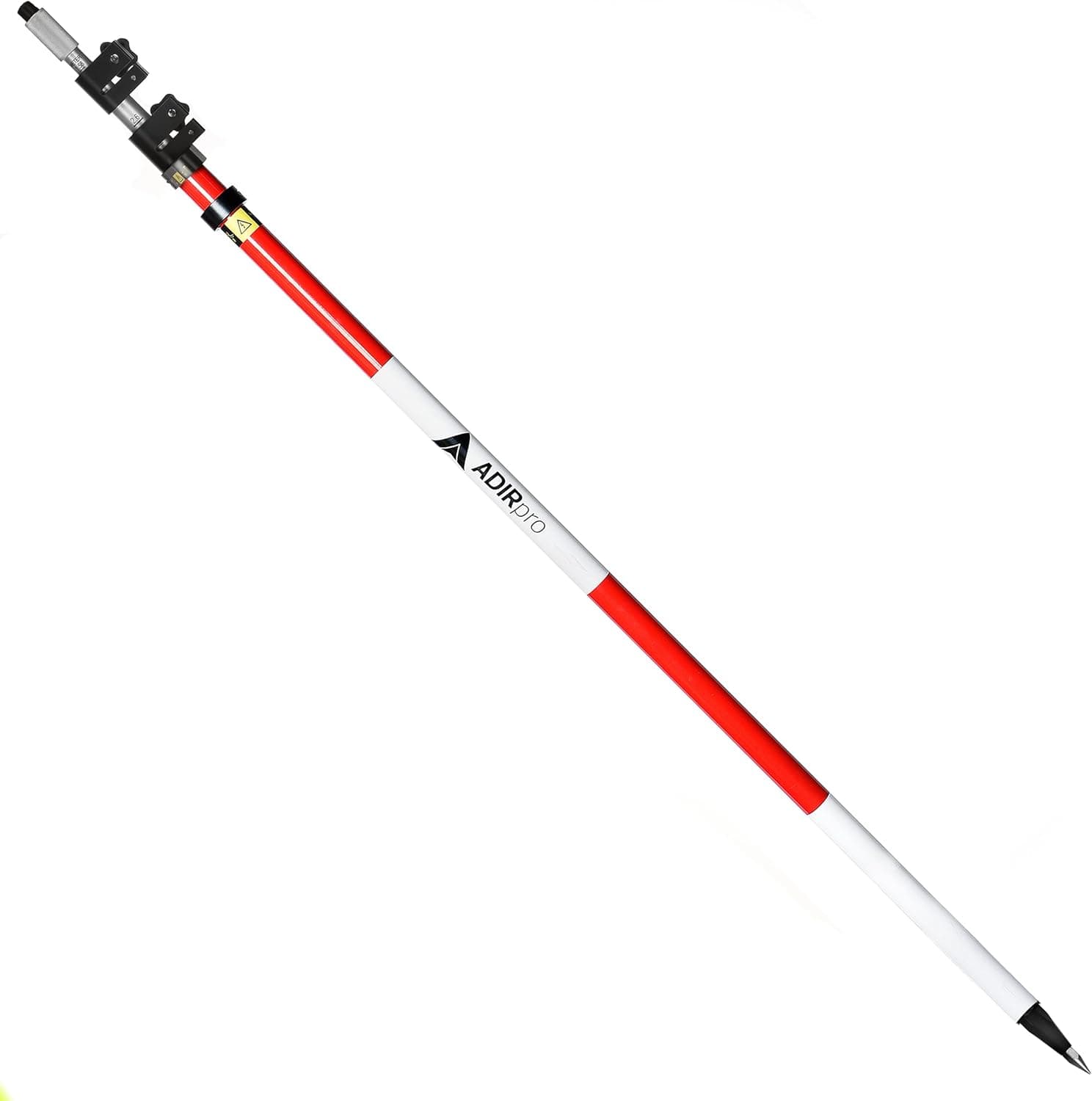AdirPro Aluminum Prism Pole - Telescopic 12’ (3.7m) – Fixed Adapter Tip – Screw Lock - Metric Graduation - Strong & Lightweight GPS Pole - For Use with Prisms - Rover Rod - GNSS Instruments