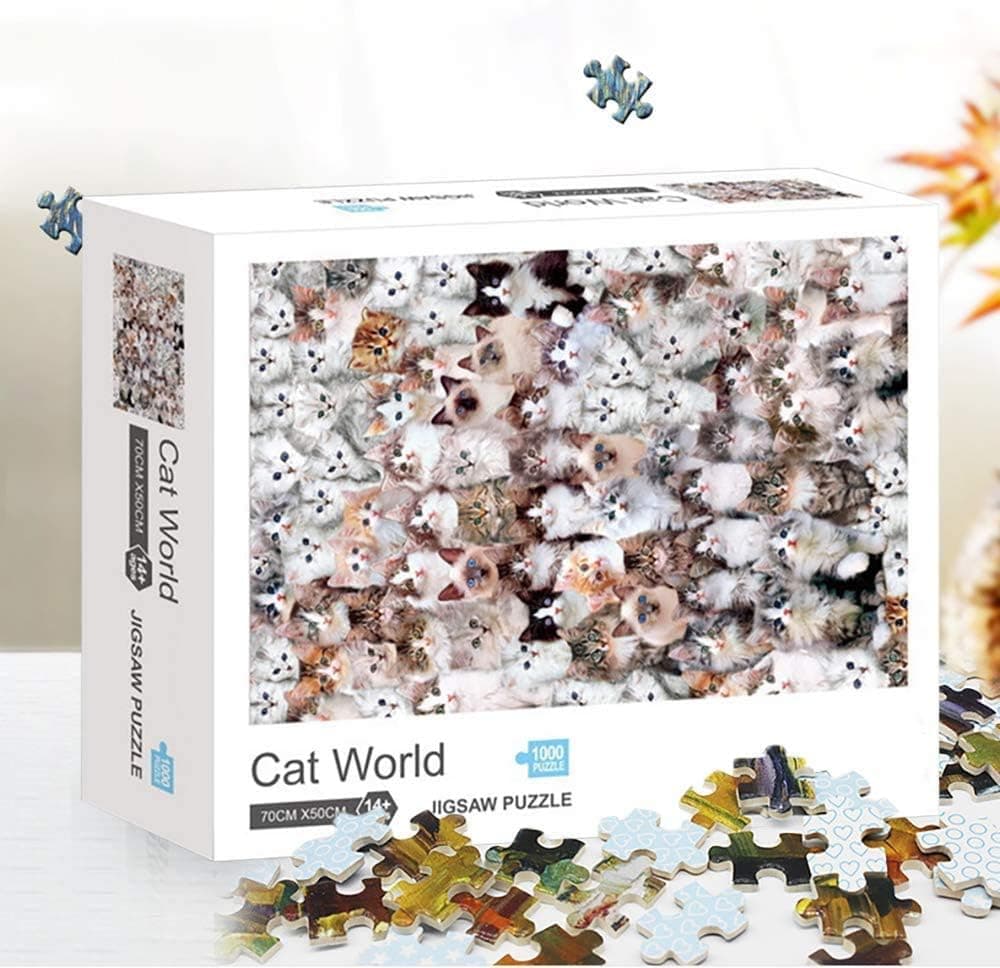 Jigsaw Puzzles 1000 Pieces for Adults,Cat World Interesting Difficult Chanllenge Puzzle for Teens