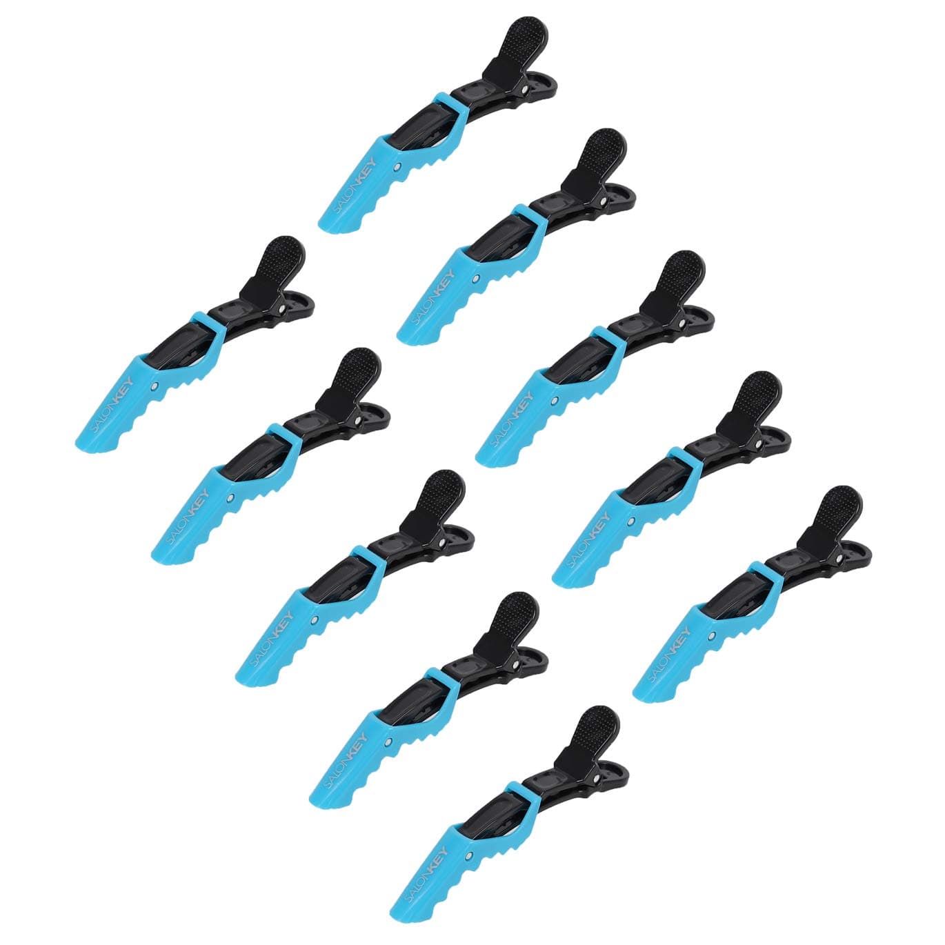 SALONKEY Hair Clips For Women, Professional Hair Clips for Salon and Barbar Haircut, Alligator Hair Clips for Styling, Hair Clips with Wide Teeth 10 pcs (Azure)