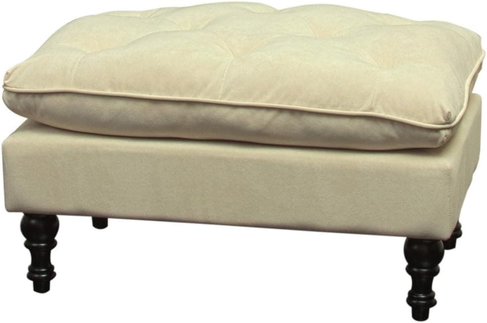 Christopher Knight Home Creme Tufted Fabric Ottoman, Cream