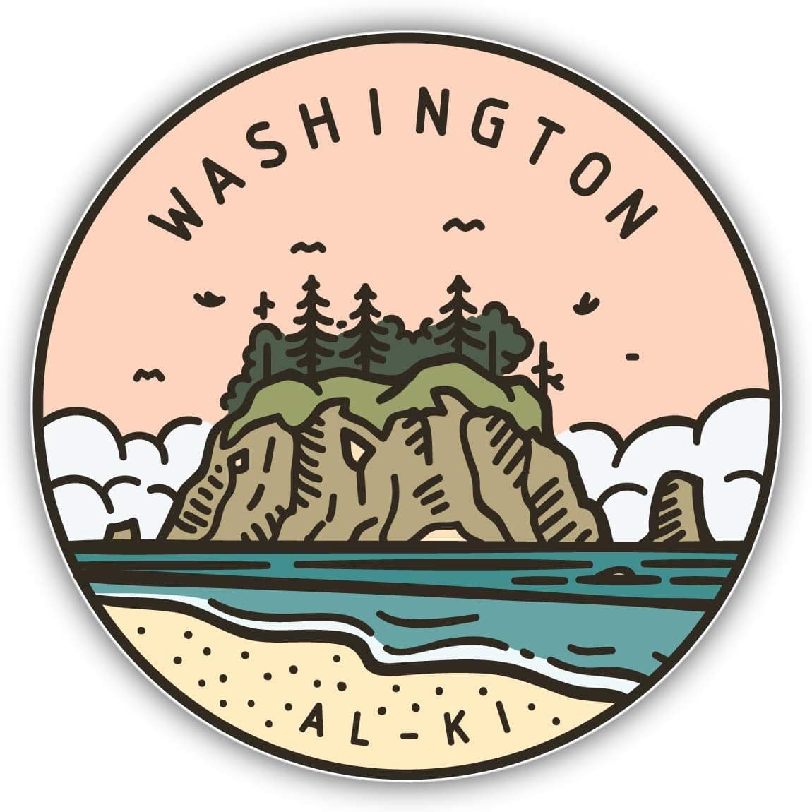 Washington USA State Retro Vintage Vinyl Sticker Car Bumper Decal