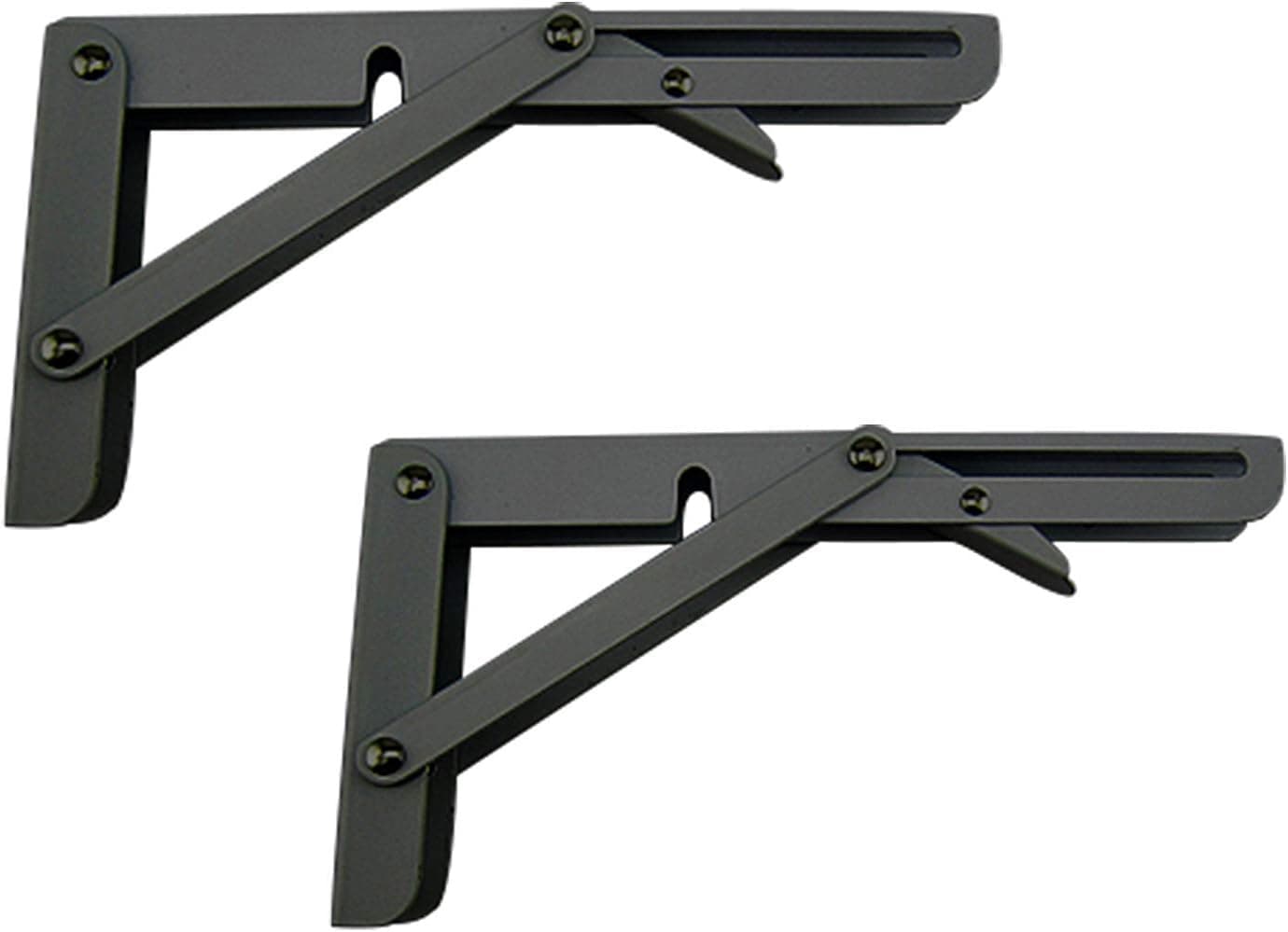 8 INCH Folding Shelf Brackets - Heavy Duty Metal Collapsible Shelf Bracket for Bench Table, Shelf Hinge Wall Mounted Space Saving DIY Bracket, Max Load: 280 lb - Black (2 PCS)