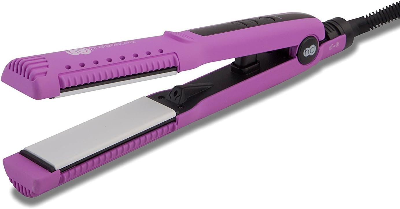 HD Professional 1.25" Tourmaline Ceramic Wet/Dry Hair Iron with Active Ionizer - Dual Voltage (Purple)
