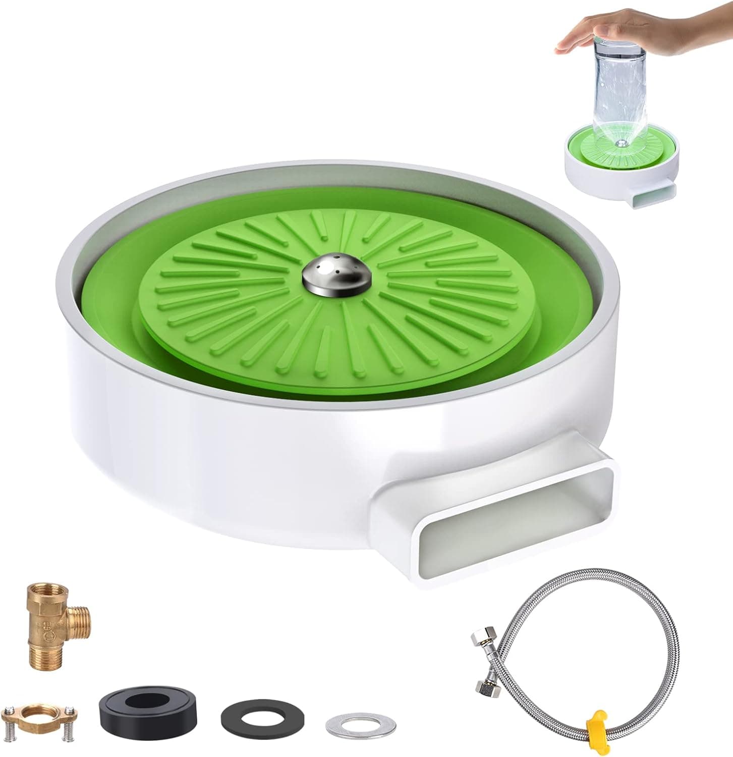 Cadrim Glass Rinser Set for Kitchen Sinks, Faucet Bottle Washer, Kitchen Sink Accessories-Cup Rinser, Quick Rinser for Baby Bottle, Bar Glass (Green)