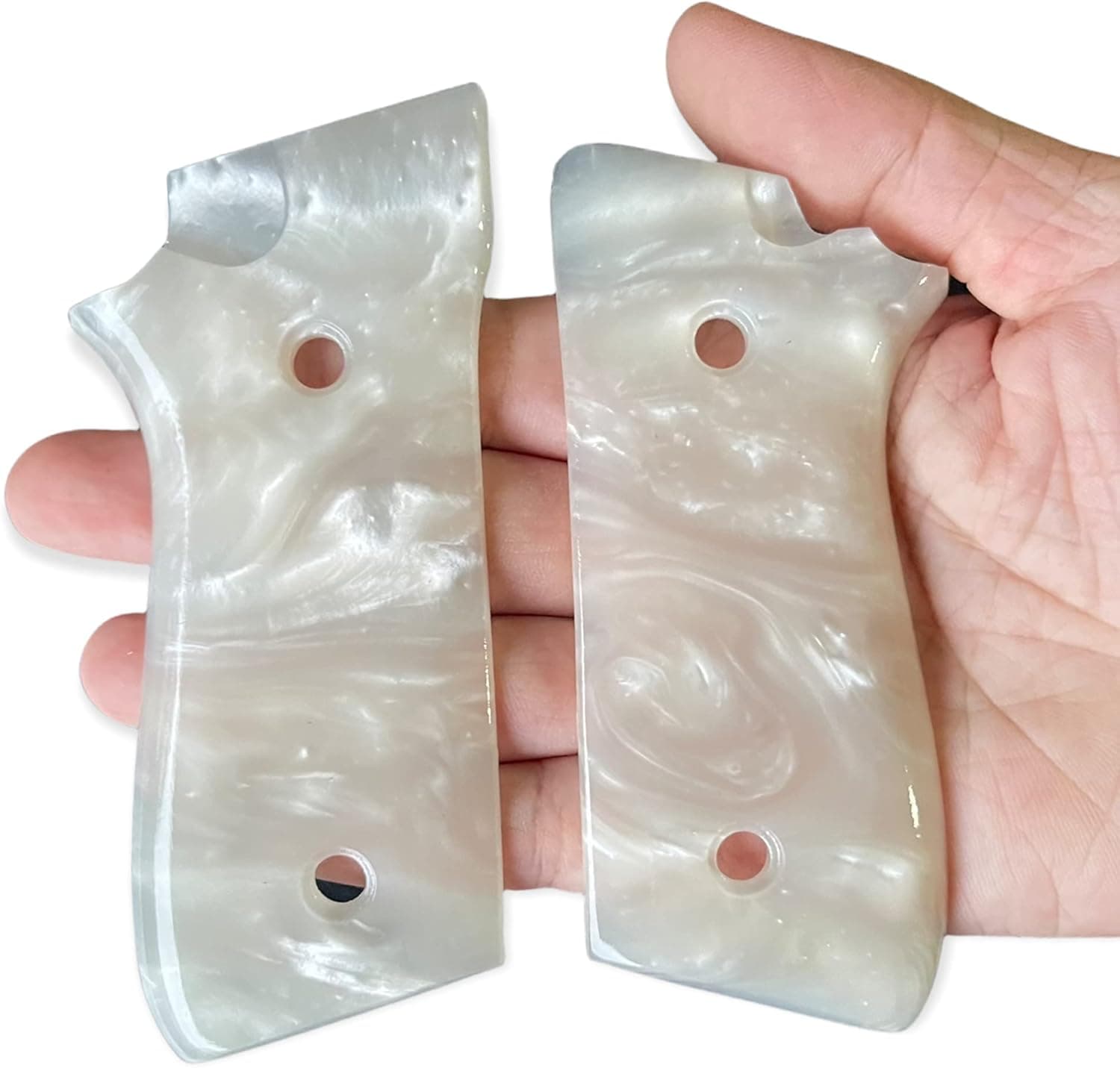 handicraftgrips New Taurus Pt92 Pt99 Pt100 Pt101 Decocker PT pt 92 99 100 101 White Pearl Color Polymer Resin Grips Handmade #Tpr03