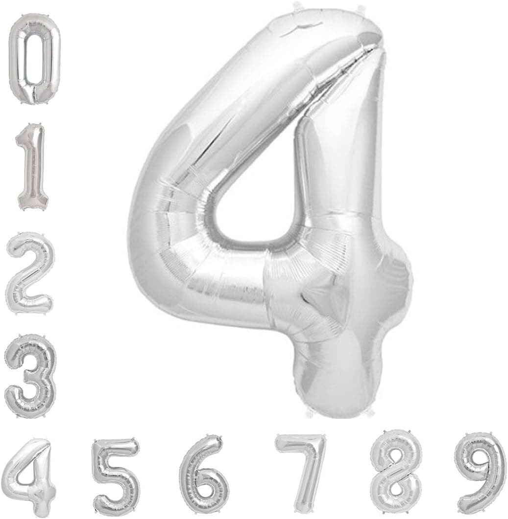 Tellpet Silver Number 4 Balloon, 40 Inch