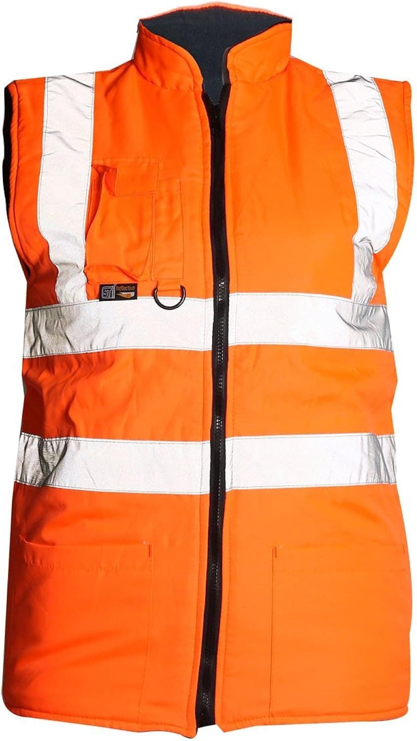 Forever High Viz Safety Work Reversible Fleece Body Warmers Waistcoat