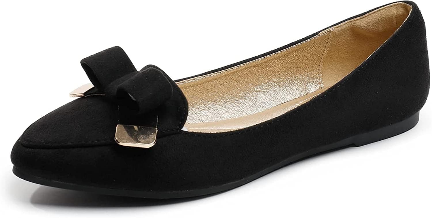 Trary Women’s Loafer Flats Shoes Slip On Comfortable Office Walking Driving Dress Wedding Shoes Pointed Toe with Bow