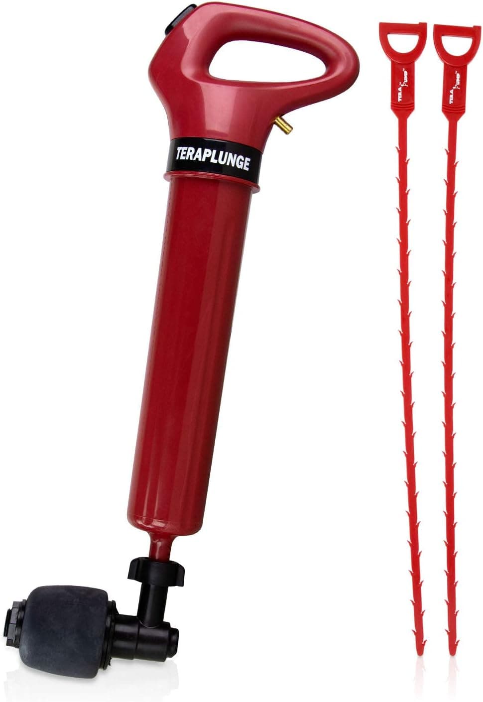 New Hassle-Free Drain Toilet Dredge Pipeline Cleaner Plunger Opener Air Pump for Bathroom Tub, Toilet, Sink, Kitchen Sink, Septic (Buy Genuine TERAPump NOT Copies - 2pc Hair Drain Clog Remover)