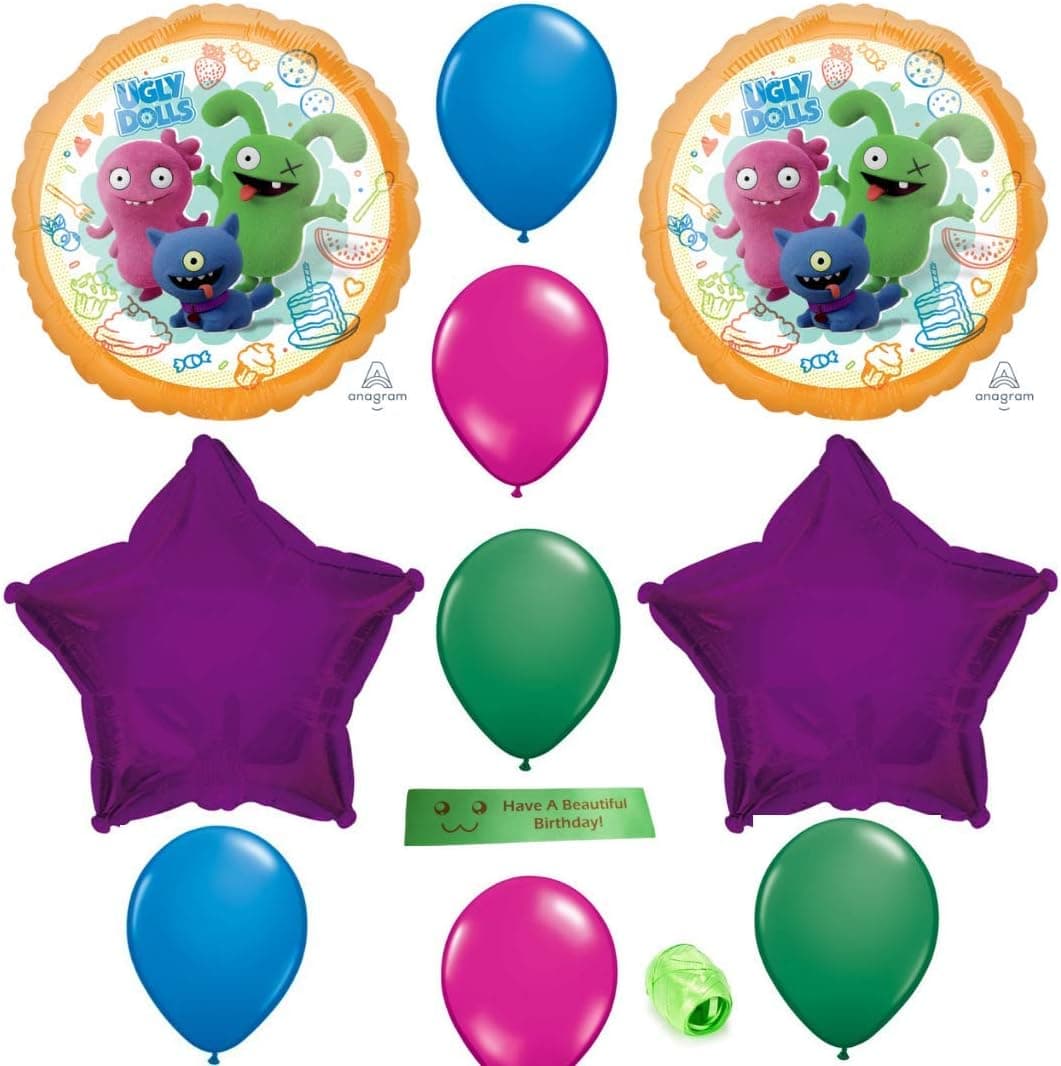 Ugly Dolls Balloons Birthday Party Bundle With Bonus Printed Ribbon