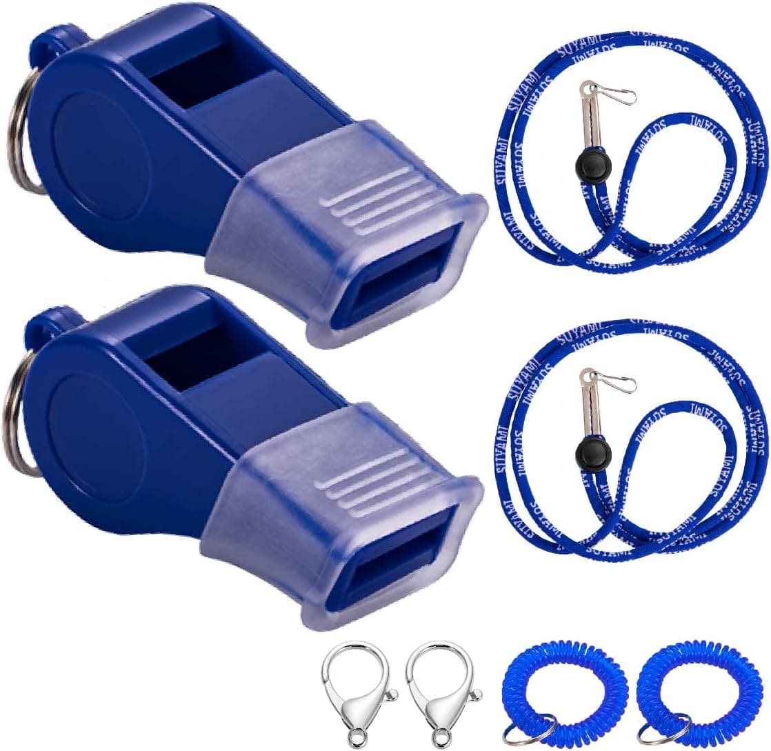 SUYAMI Blue Sports Whistle with Lanyard, for Coach, Referee, and Official