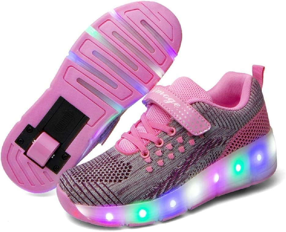 SDSPEED 7 Colors LED Rechargeable Kids Roller Skate Shoes with Single Wheel Shoes Sport Sneaker