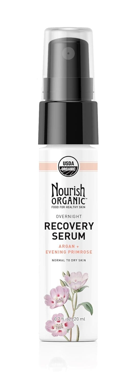 Nourish Organic | Overnight Face Recovery Serum - Argan & Evening Primrose | GMO-Free, Cruelty Free, Organic