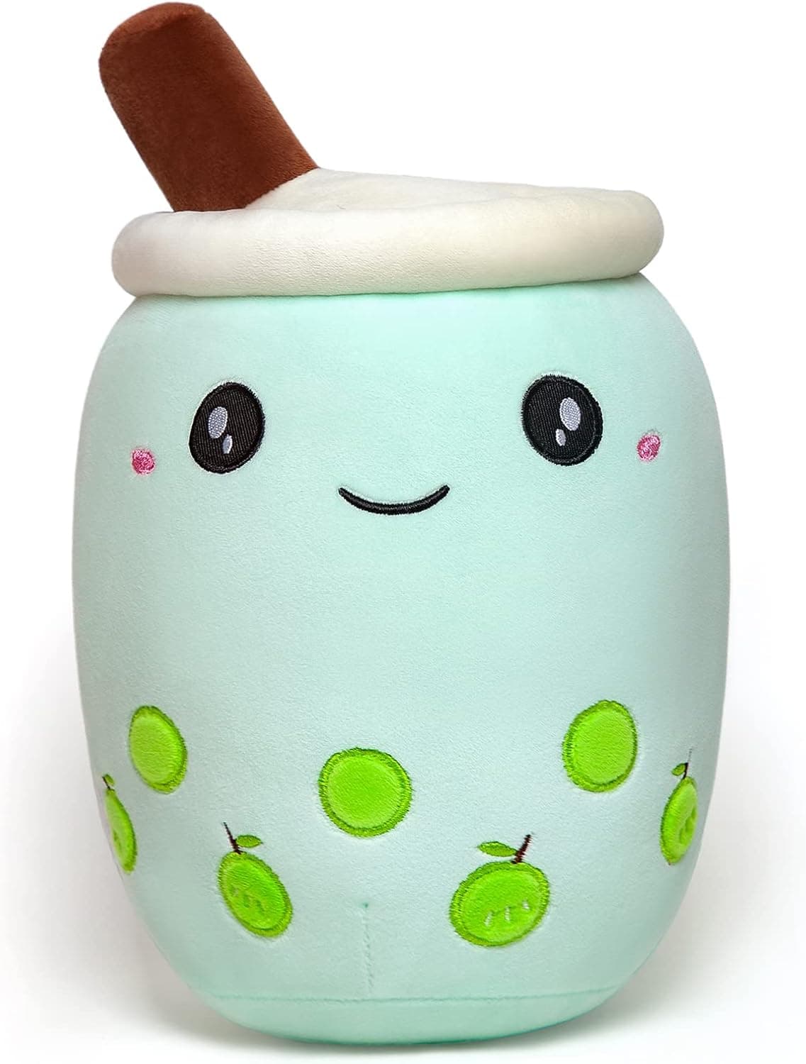 Storagex 13.7 Inch Cute Boba Tea Plush Stuffed Toy, Bubble Milk Tea Plush Pillow Super Soft Anime Room Decor Toy Boba Stuffed Animal Best Gifts for Kids Girls Boys Friends Green Grapes Boba Tea Plushy