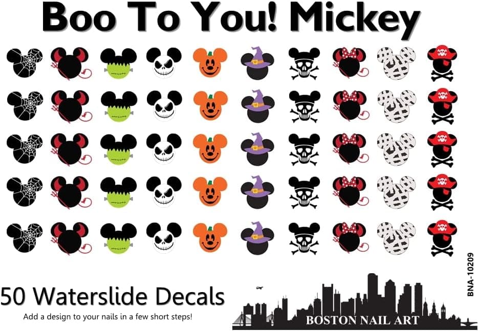 Mickey's Boo to You Halloween - Waterslide Nail Decals - 50pc - BNA-10209