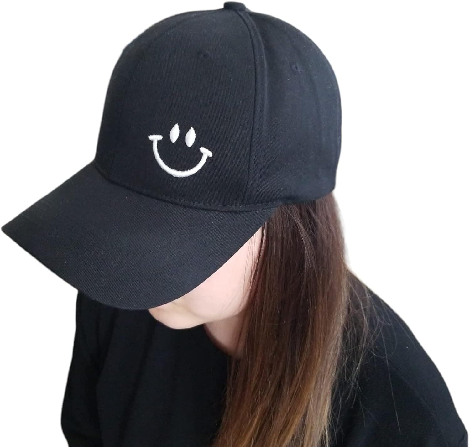 Smiley Face Baseball Sun Cap Trendy Smiley Face Tucker Cap Embroidery Smiley Cap Hat for Women Man
