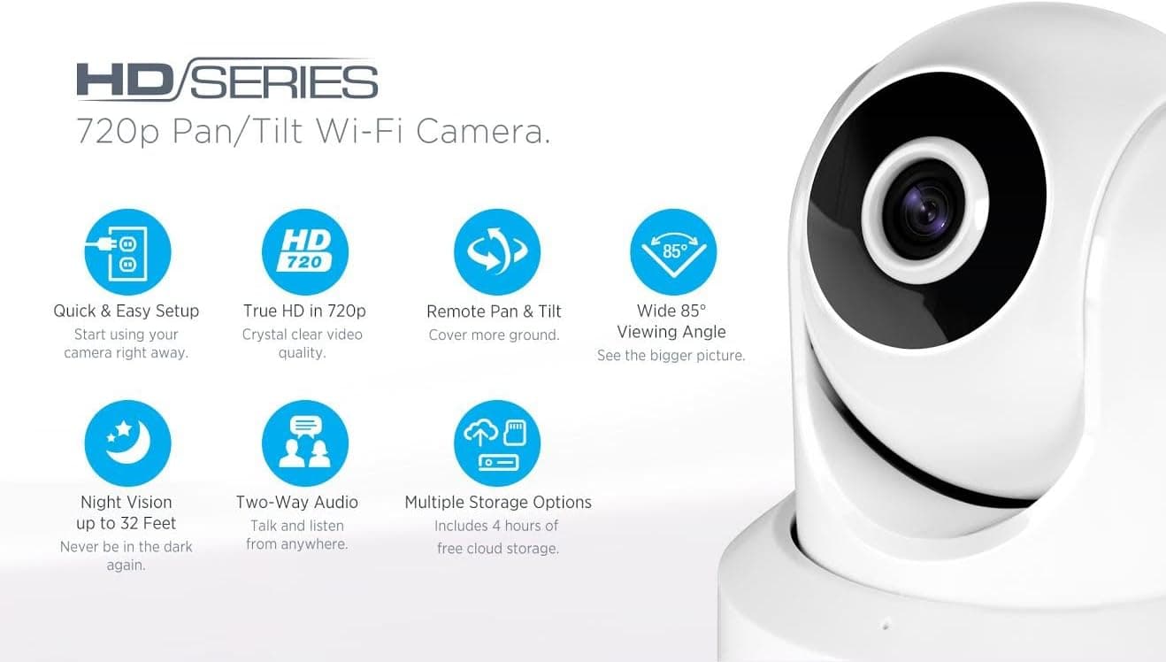 Amcrest HDSeries 720P WiFi Wireless IP Security Surveillance Camera System IPM-721 (White) (Renewed)