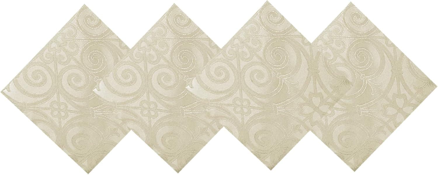 Newbridge Ironworks Scroll Damask Holiday, Thanksgiving and Christmas Fabric Napkin Set, Contemporary Damask Soil Resistant, No Iron, Soil Resistant Napkins, Set of 4 Fabric Napkins, Ivory