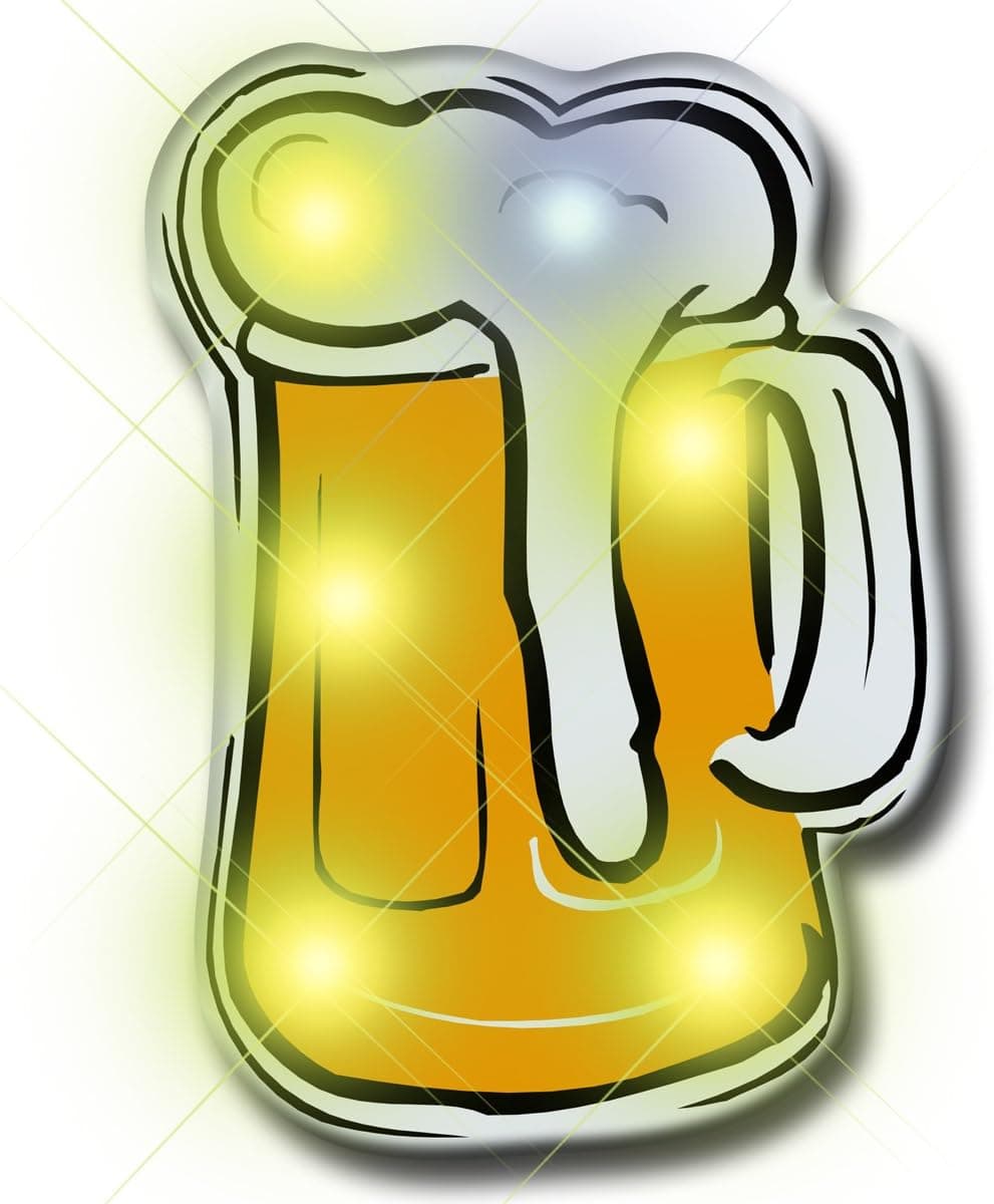 Beer Mug Flashing Blinking Light Up LED Body Light Lapel Pins (25-Pack)