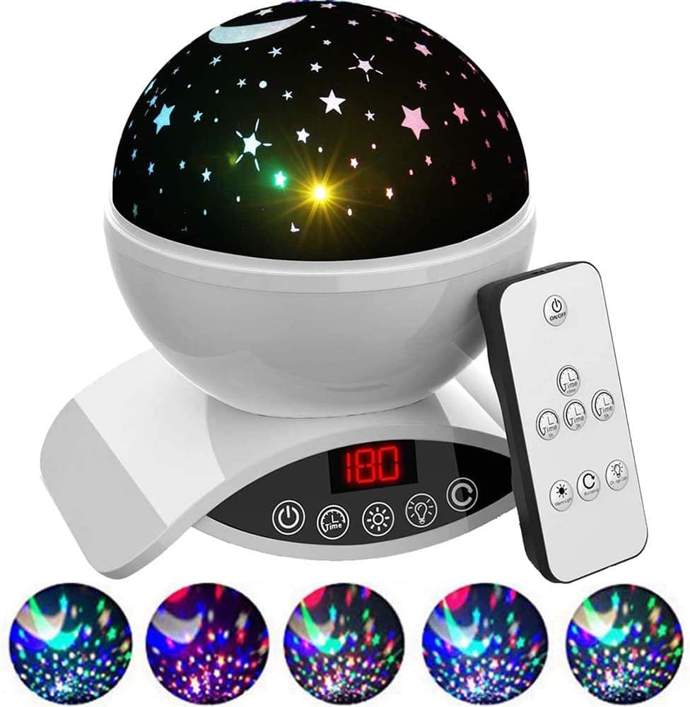 Star Projector Night Light for Baby - Kids Night Light Projector with Timer Remote for Bedroom - White