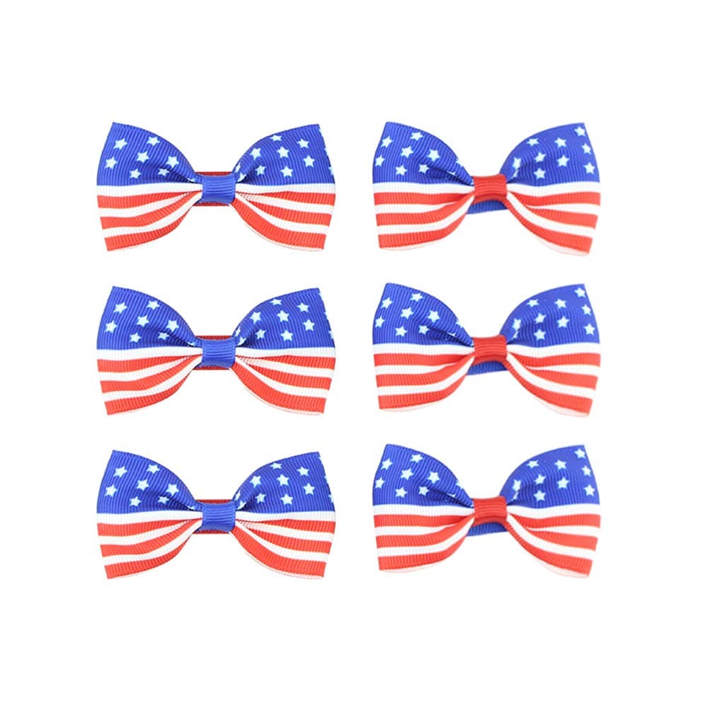 BinaryABC Patriotic America Flag Hair Clips Hairpins,4th of July Independence Day Party Supplies,6Pcs