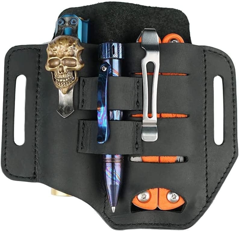 VIPERADE PJ13 Leather Multitool Sheath for Belt, Leather EDC Belt Organizer for Multitools, Flashlight, Pen, Leather Sheath for Belt, Multitool and Flashlight Holster