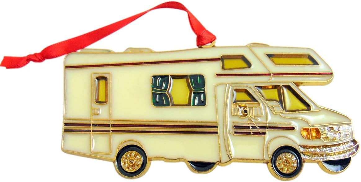 Motorhome Camper Christmas Tree Ornament Holiday Camping Decoration, 6 inch
