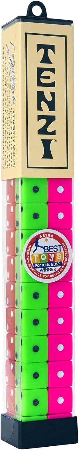 TENZI Dice Party Game - A Fun, Fast Frenzy for The Whole Family - 4 Sets of 10 Colored Dice with Storage Tube - Colors May Vary