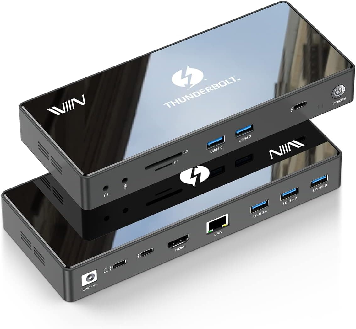 Thunderbolt 4 Dock, IVIIN Thunderbolt 4 Docking Station Dual Monitor 4K or Single 8K@60Hz, 16-in-1 Thunderbolt 4 Hub with 85W Charging USB C Laptop Compatible with MacBook Dell Hp, Thunderbolt 3 Dock