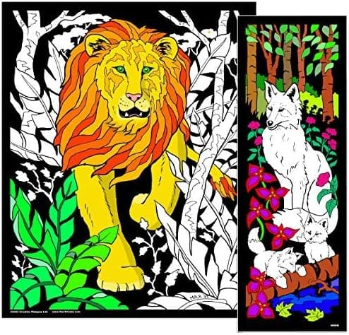 Stuff2Color Lion and Fox - 23x20 Fuzzy Velvet Coloring Poster