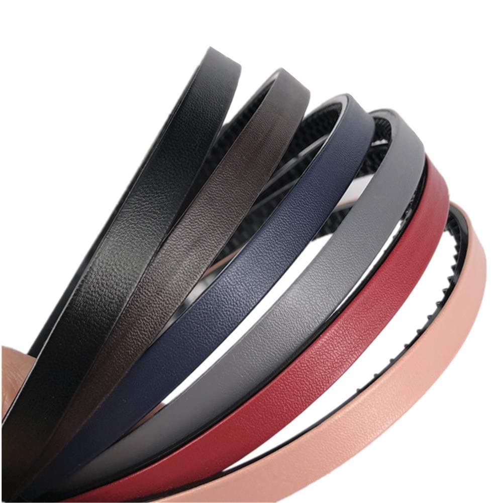 Skinny Leather Covered Twist Headband Hair Bows Hair Loop Clasp Glitter Hairbands for Women and Girls (6pcs/set) (1)