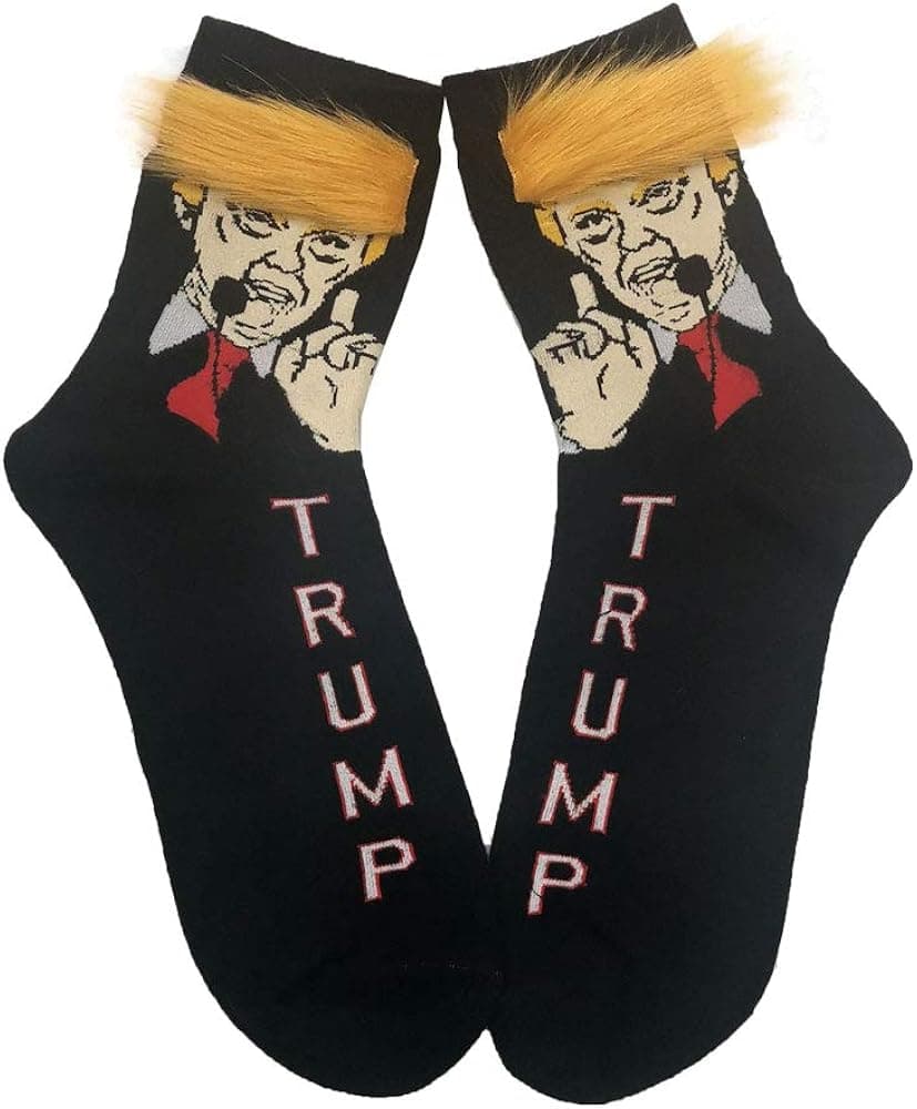 Trump Socks with Hair, Donald Trump Realistic Hair Novelty Socks Gag Gifts with Free Comb