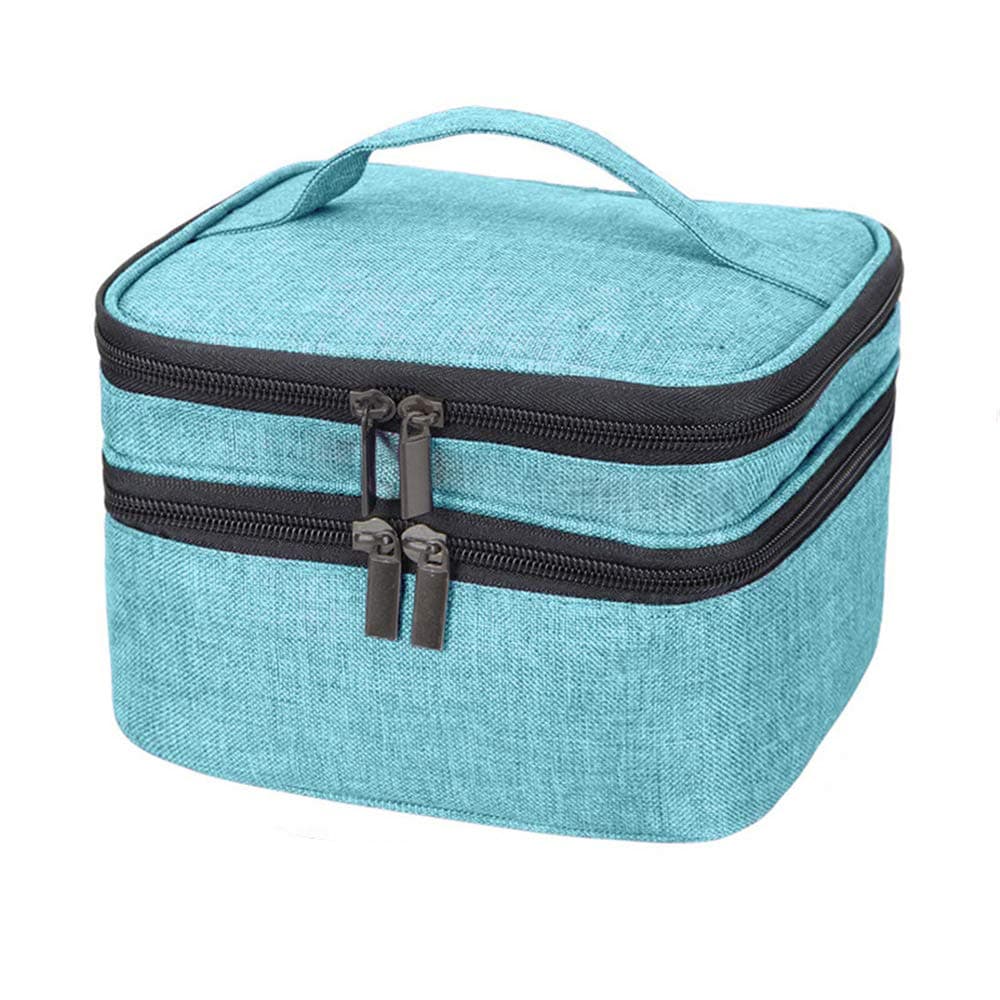 Mailey 30 Bottles (15ml - 0.5 fl.oz) Double Layers Extra Large Nail Polish Organizer, Manicure Accessories holder, Travel Storage Case, Portable Soft Carrying Bag (30 Bottles, Turquoise)