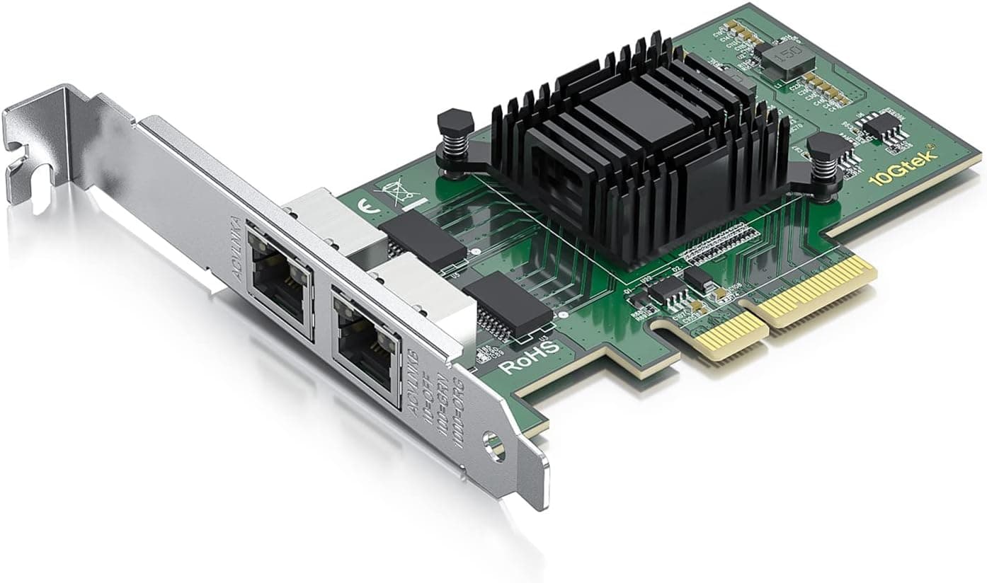 1G 1000Mbps Gigabit Ethernet Converged Network Adapter (NIC) with Intel I350AM2 Controller | Ethernet PCI Express Network Card | Dual Copper RJ45 Ports | PCIE 2.0 X4 | Compare to Intel I350-T2