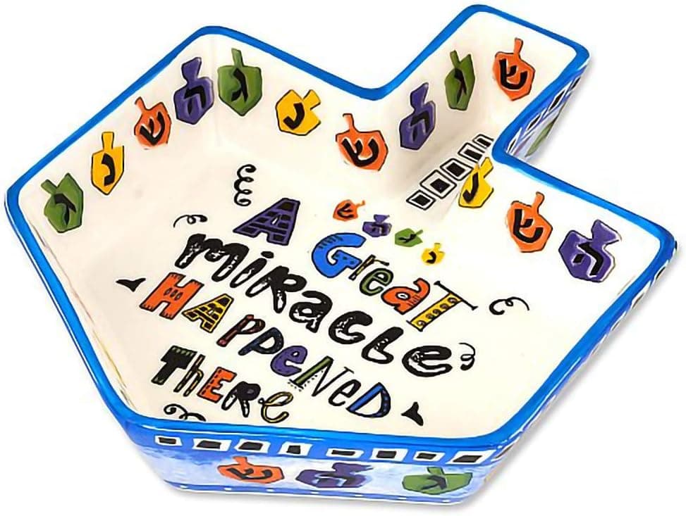 Hanukkah Dreidel Shaped Platter Ceramic Tidbit Server Platter Dish