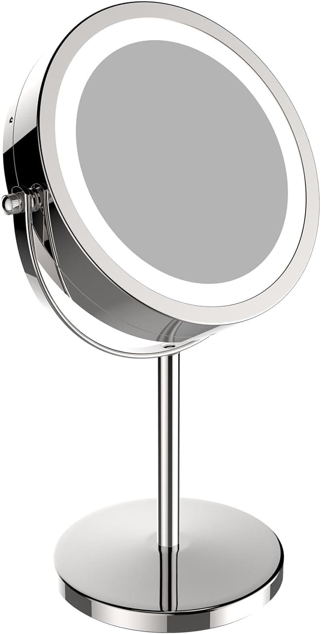 7 Inch 10X Lighted Vanity Makeup Double-Side Rotation Magnifying Mirrors