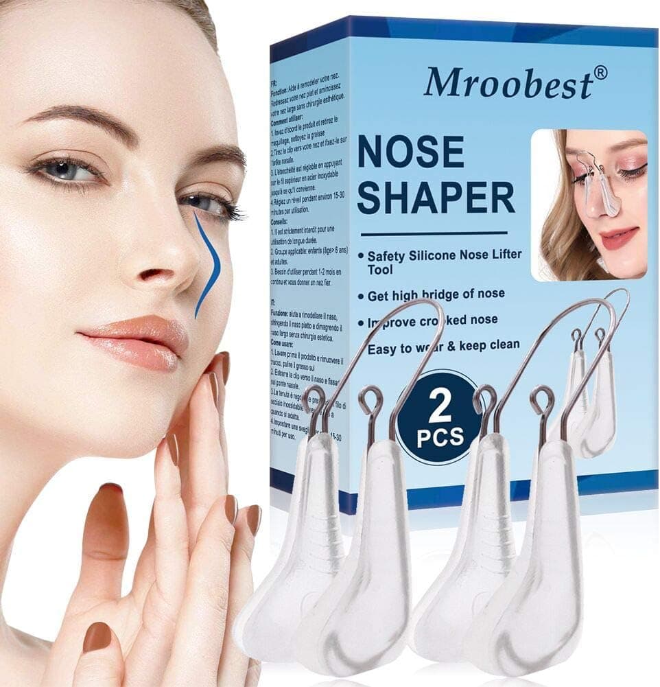 Nose Shaper, Nose Lifter Clips for Up Noses, Beauty Nose Slimming Device-2PCS, Nose Bridge Straightener Corrector, Pain Free, with Soft Silicone