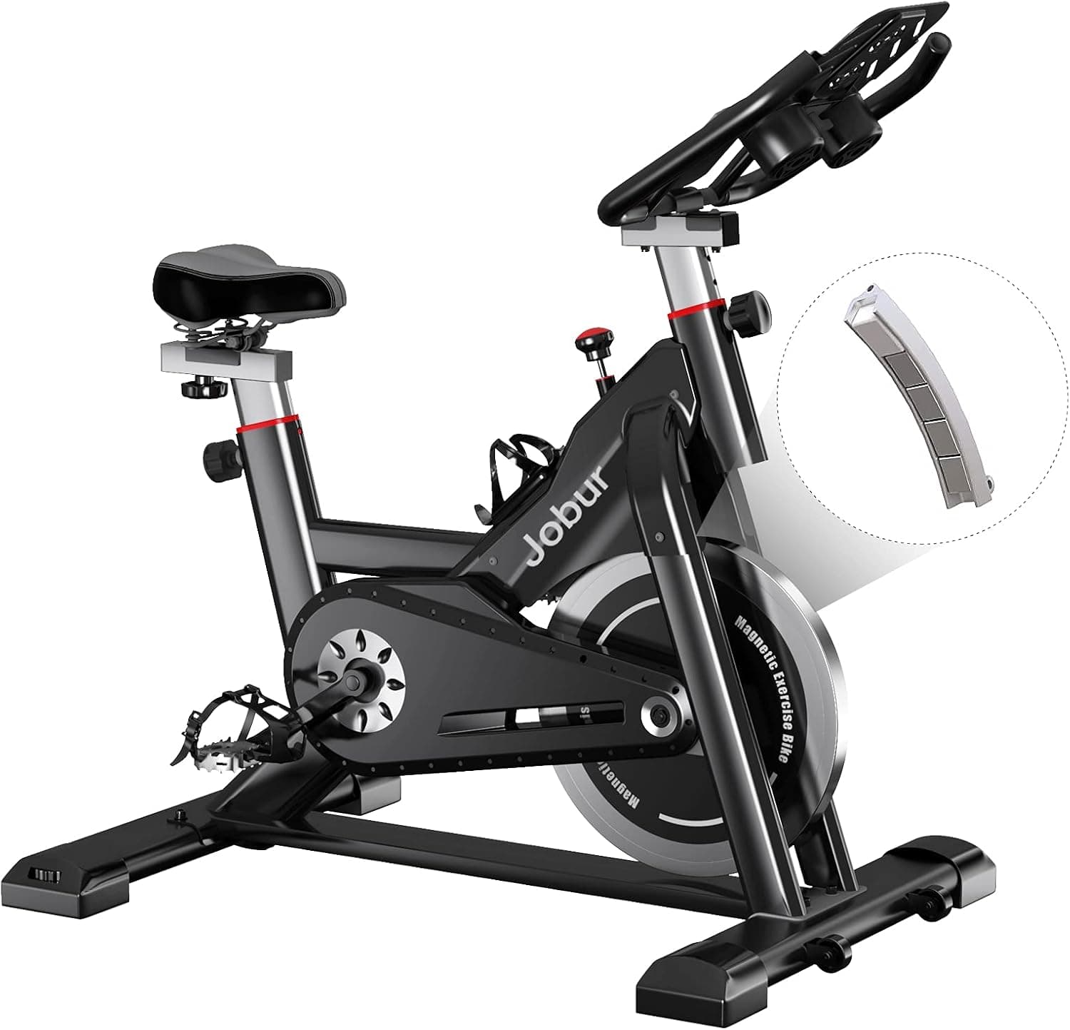 Jobur Belt Drive Cycle Bike with Magnetic Resistance Exercise Bikes-Quiet Indoor Cycling Bike Stationary with Tablet Holder&Comfortable Seat Cushion, Stationary Bikes For Home
