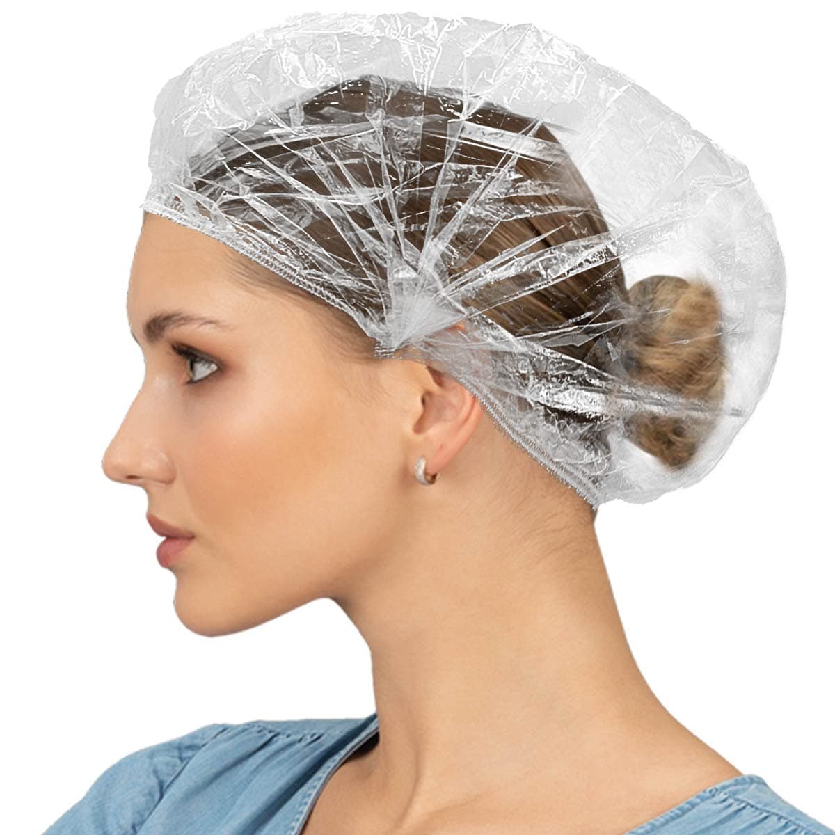 Disposable Clear Shower Caps, 30 Pcs Thickened Large Plastic Hair Processing Cap, Head Cover for Deep Conditioning Hair Solon Spa Kitchen Travel, Bath Hat for Women Men Hotel Home